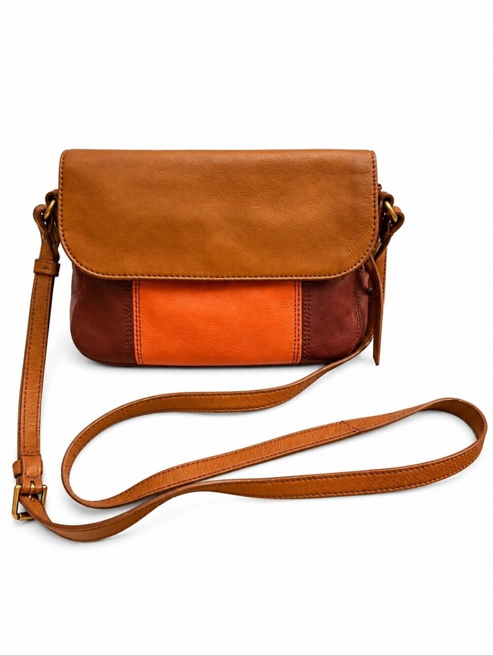 FOSSIL Multi-color Colorblock Leather Crossbody Messenger Mini Bag